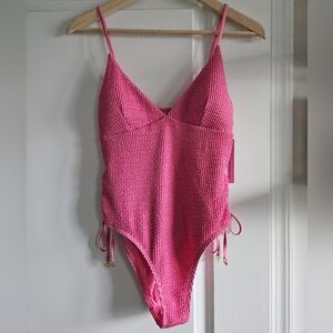 Betsey Johnson Sachet Pink Scrunched Swimsuit